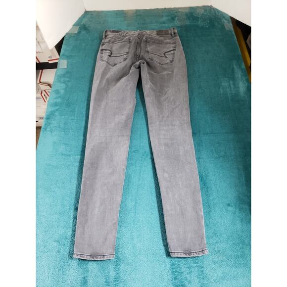 American Eagle Jeans Size 00 Womens Gray Stretch Denim Pants High Rise Jegging - Picture 12 of 14